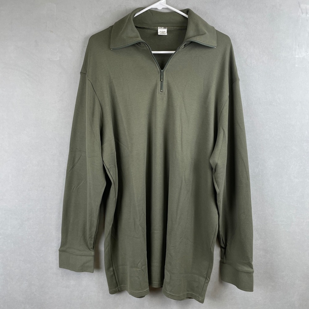 CICC Fevam Industrie French Military 1/4 Zip Cotton Pullover Work Top Green XL
